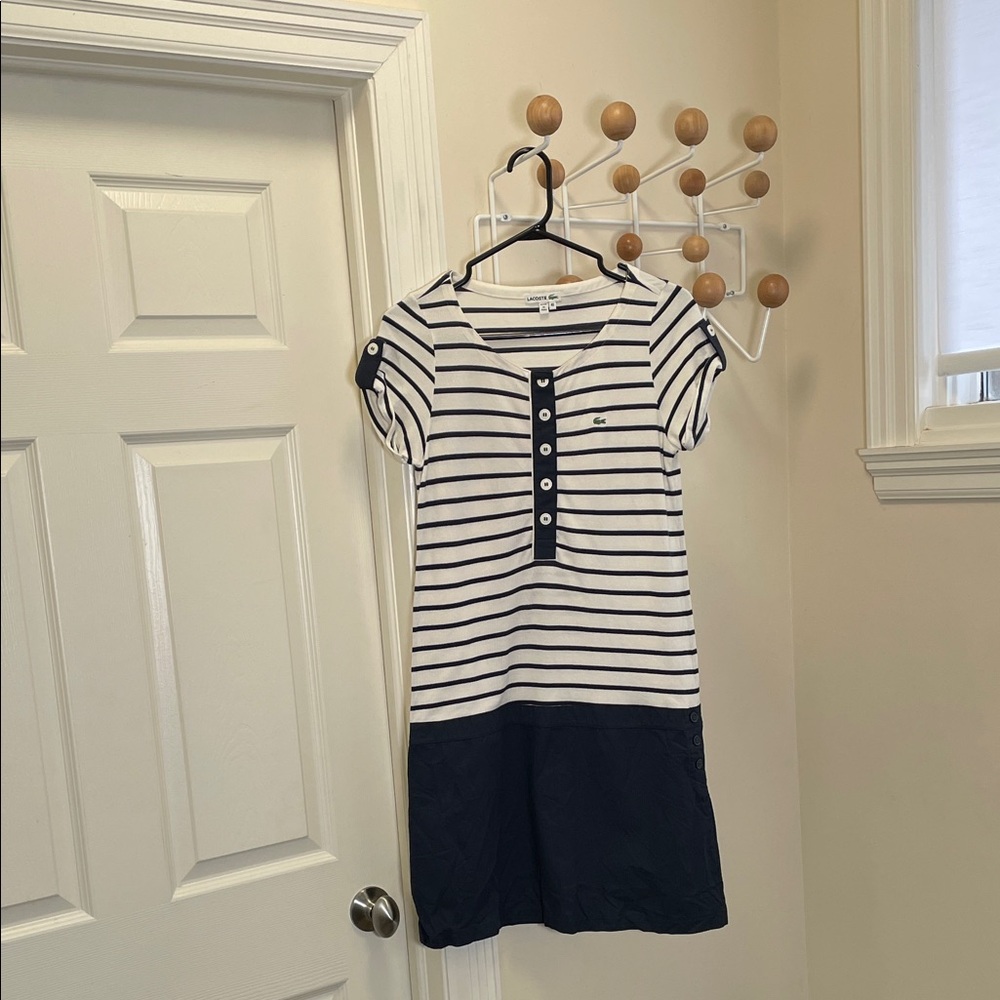 Lacoste Striped Dress - Navy / White - 40 or Size 6